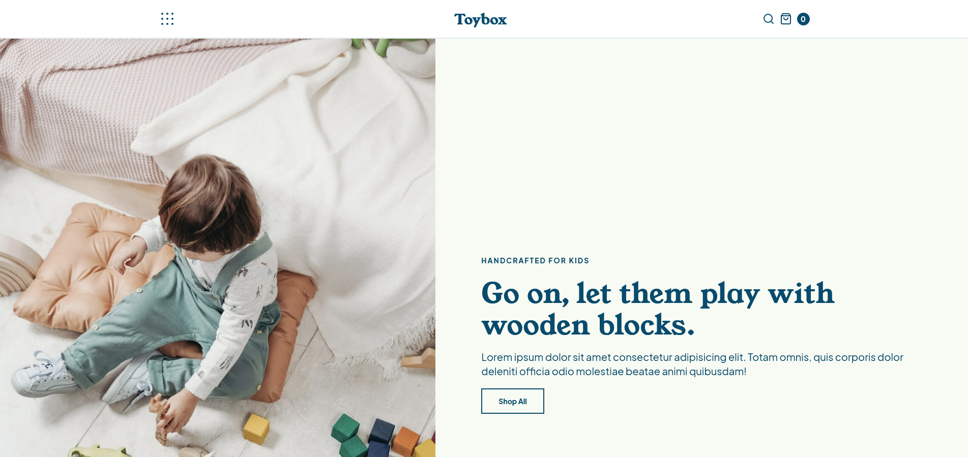 A screenshot of the website ToyBox